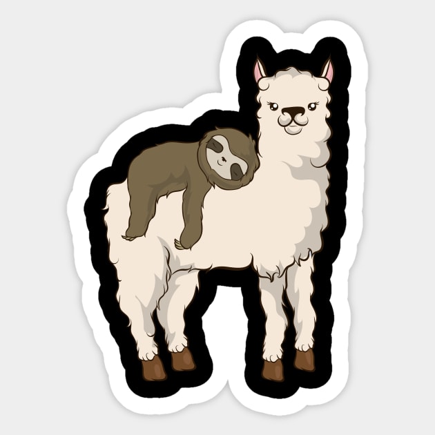 Sloth Riding Llama Adorable Fluffy Lama & Sloth Sticker by theperfectpresents